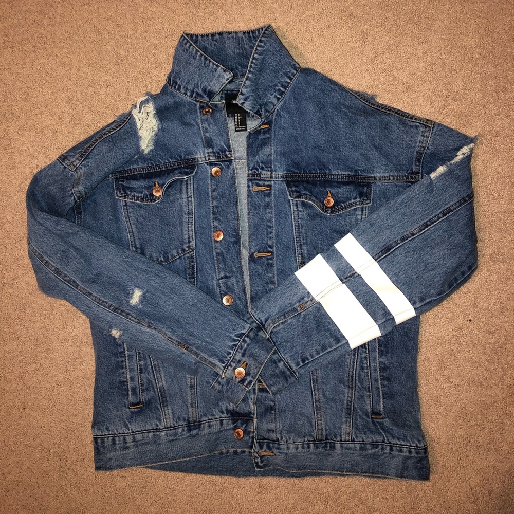 Small Forever 21 Destroyed Blue Denim Jacket